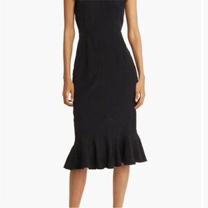 Chelsea28 Black Crinkle Ruffle Sheath Dress Size M